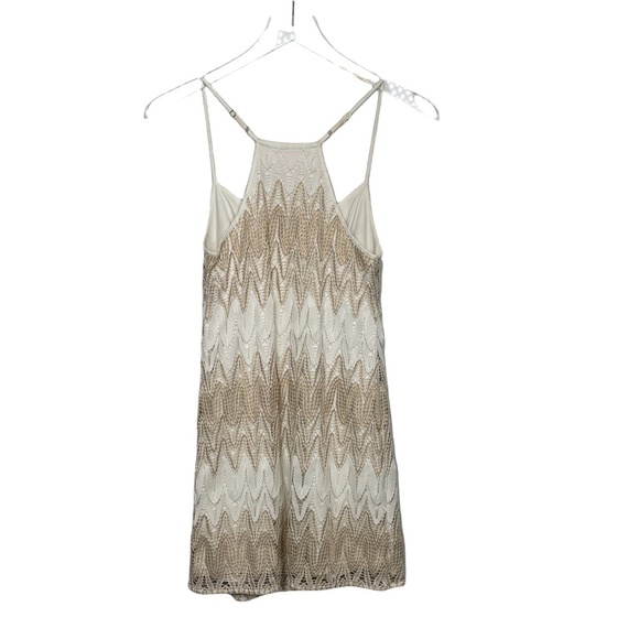 Lilly Pulitzer Mini Dress Sparkly Gold Thread Crochet Adjustable Straps XXS - Picture 2 of 9